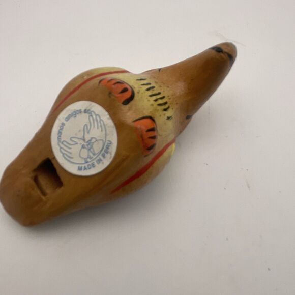 Ocarina Whistle Bird Toucan Flute Clay Pottery Colorful Primitive Hand Made Peru - Picture 3 of 9